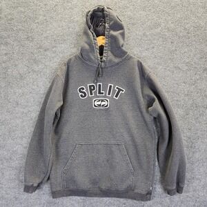 Vintage Split Skate Hoodie Sweatshirt Mens Large Gray Pullover Kangaroo Y2K 90s